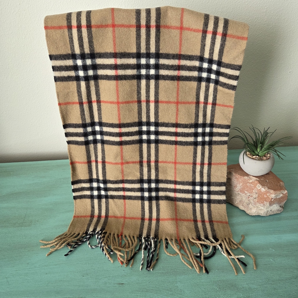 100% CASHMERE Burberry Nova Check Scarf - Picture 3 of 7